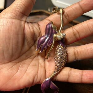 Mermaid Pendant Necklace - Purple and Gold